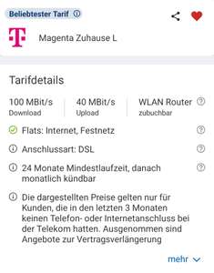 Internet-Tarif Magenta Zuhause L von Telekom