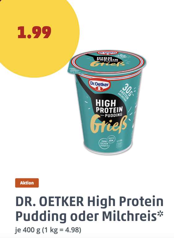 Dr. Oetker High Protein Milchreis oder Grieß 400g. Penny