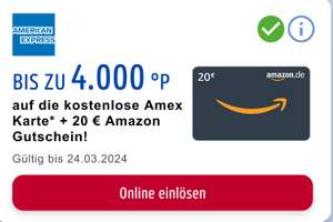 [Personalisiert] Payback American Express Karte: 4000 Punkte + 20 Euro Amazon Gutschein
