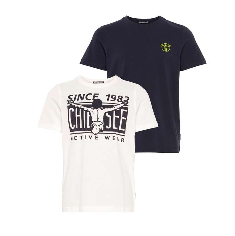 Chiemsee Logo T-Shirt 2er Packung Jungen weiß dunkelblau für 12,84 Euro