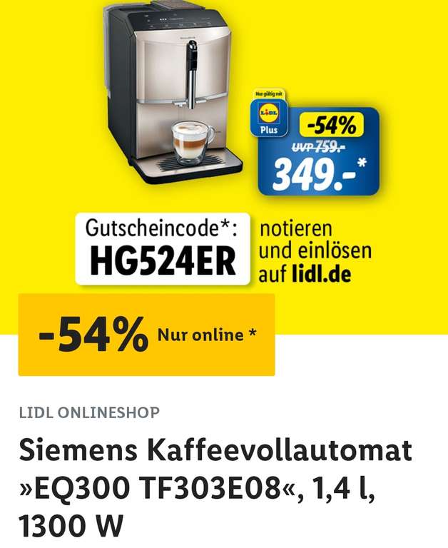 Siemens Kaffeevollautomat »EQ300 TF303E08«, 1,4 l, 1300 W