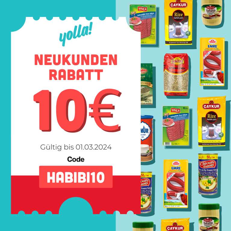 10€ Neukunden Rabatt auf Lebensmittel (hauptsächlich türkisch & arabisch & Halal Online Supermarkt) | Mindestbestellwert 20€