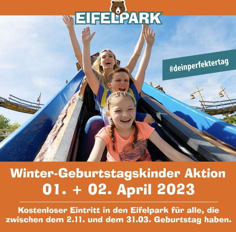 Freier Eintritt in den Eifelpark Gondorf für Winter-Geburtstagskinder am 01. und 02.04.2023