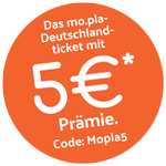 [mo.pla] 5 € Rabatt für deine erste Zahlung zum Deutschland Ticket somit 44 € statt 49 € (Neukunden)