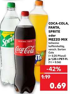 Kaufland Coca-Cola, Fanta, Sprite oder Mezzo-Mix 1,25 Liter (Lokal)