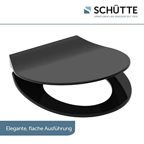 [Amazon Prime] SCHÜTTE 82710 Slim Black Sitz, Duroplast Toilettensitz mit Absenkautomatik schwarz
