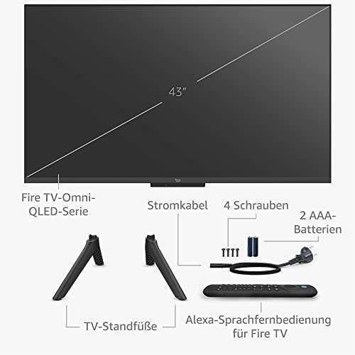 Amazon Fire TV Omni QLED Serie Smart-TV mit 43 Zoll (109 cm), 4K UHD, Sprachsteuerung mit Alexa