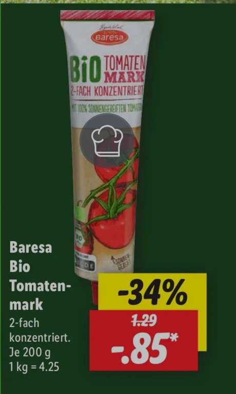 [Lidl] Bio Tomatenmark 2fach Konzentriert 200g
