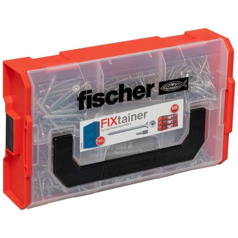 fischer FIXtainer PowerFast II Spanplattenschraube, vorsortierte  Sortimentsbox mit 700 Torx Schrauben und 2 Bits (Prime) | mydealz