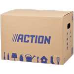Umzugskarton (48x34x33 cm³) sowie Paketklebeband bei ACTION