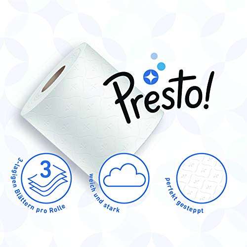 [PRIME/Sparabo] Presto! 3-lagiges Toilettenpapier, 36 Rollen (9 x 4 x 200 Blätter)