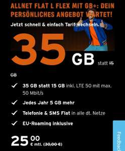 Congstar Allnet Flat L Flex GB+/35GB,LTE50max.50Mbits,EU-Roaming inkl,Telefon&SMS Flat,0€ Bereitst.gebühr,mtl. kündbar!
