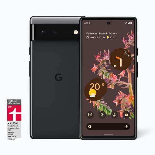 Angebot: Google Pixel 6 – Android 5G Smartphone ohne SIM-Lock mit 50 Megapixel-Kamera und Weitwinkelobjektiv – [128 GB] – Stormy Black