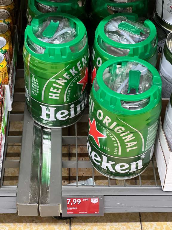 Lokal Aldi in Erlangen-Bruck: Heineken 5l Fass: 7,99