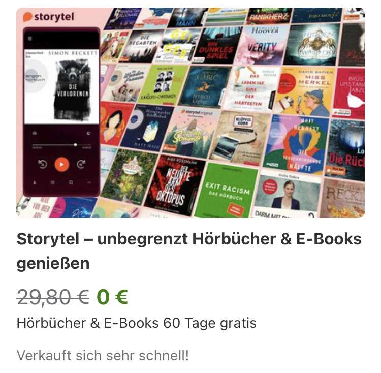 60 Tage kostenloser Zugang zu über 400.000 Hörbücher und E-Books auf Storytel.de über GROUPON