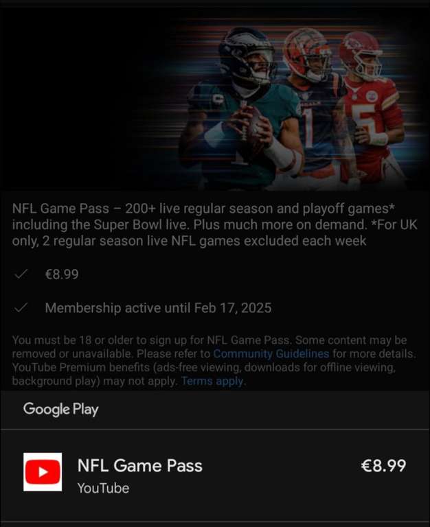 NFL Gamepass bis 17.2.2025