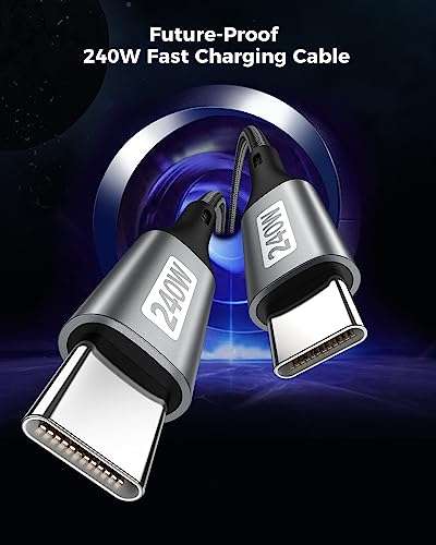 (Prime) Silkland USB C auf USB C Kabel 2M, 240W 48V 5A USB-C Kabel PD 3.1 QC4.0, Schnellladekabel