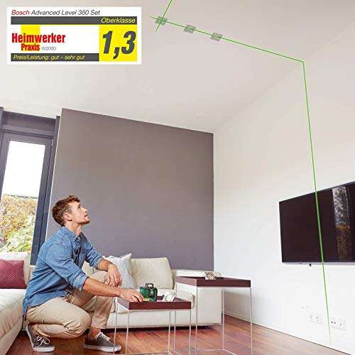Bosch Kreuzlinienlaser AdvancedLevel 360 mit Premium-Stativ (3 Laserlinien inkl. 360° zum Ausrichten im ganzen Raum)