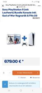 (OFFLINE Euronics) Sony PlayStation 5 (mit Laufwerk) Bundle Konsole inkl. God of War Ragnarök & Fifa 23 für 679 €