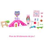 [Prime] Barbie Chelsea Serie mit Chelsea Puppe, Roller, Skateboard, Skaterrampe, Hund, Barbie Zubehör