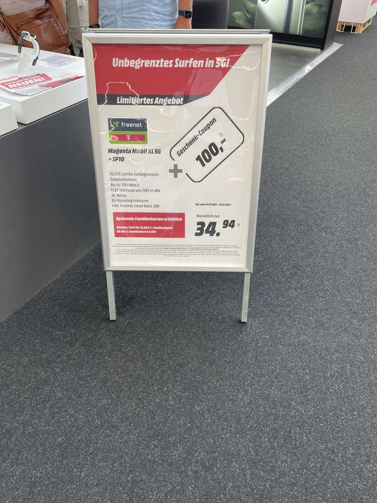 [Lokal Media Markt Hamburg-Poppenbüttel] Mega Tarif Angebot freenet Magenta XL (unlimited) mit 100€ Media Markt Coupon