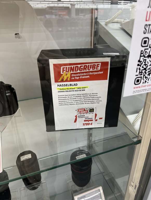 [Lokal Friedrichshafen] Hasselblad Objektiv XCD 90mm - Online Rücklauf- Neupreis: 2990€