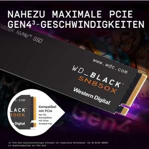 WESTERN DIGITAL BLACK SN850X 7300/6300 NVME M.2 SSD, PCIE 4.0 M.2 TYP 2280 - 1 TB