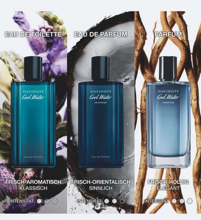 Flaconi Davidoff 10% Aktion - zb Davidoff Cool Water Man Parfum 50ml 32,70€ / 100ml 39,51€