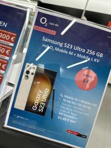 {Lokal MediaMarkt Bremen Habenhausen} Samsung Galaxy S23 Ultra im o2 Bundle, für 1€ Zuzahlung, 54,48€ monatlich