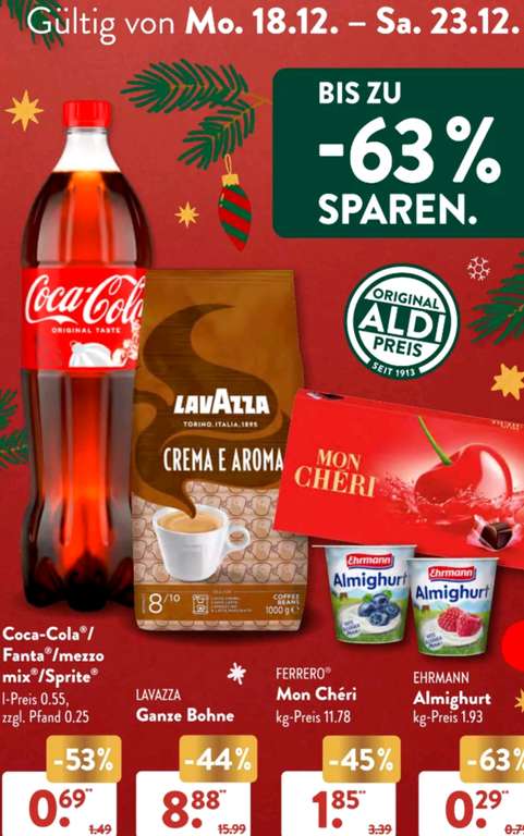 [Aldi Süd] Coca Cola 0,69€/1,25L PET-Flasche versch. Sorten (1L=0,55€)