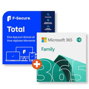 Microsoft 365 Family 15 Monate (6 Nutzer) + F-Secure Total Security & VPN (7 Nutzer) | Download & Key