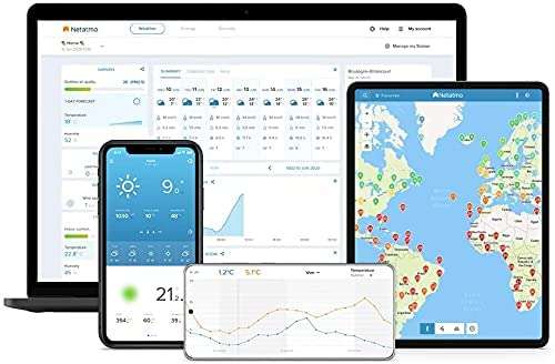 Netatmo Smarte Wetterstation - WLAN, Funk, Innen- und Außensensor, Wettervorhersage, Amazon Alexa & Apple HomeKit, Hygrometer, Luftqualität