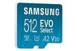 [Amazon] 512GB Samsung EVO Select microSD Speicherkarte (MB-ME512KA/EU), UHS-I U3, Full HD, 130MB/s Lesen, inkl. SD-Adapter // Bestpreis