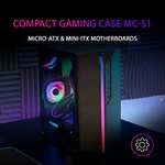 MarsGaming MC-S1 Schwarz, Kompaktes Micro-ATX Gaming PC Gehäuse, ARGB Beleuchtung 12 Modi, FRGB Lüfter, Full Side Window, MCS1