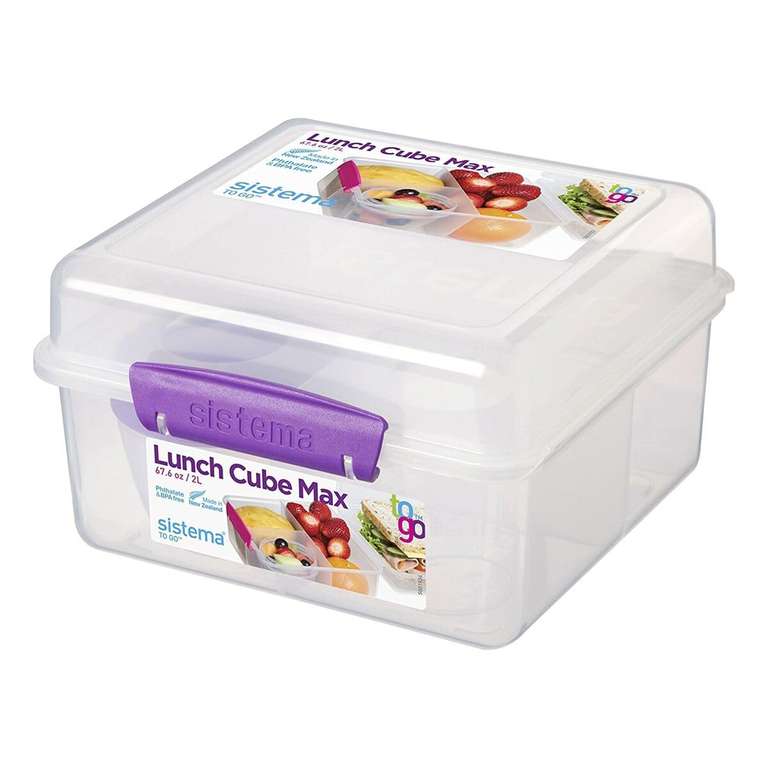 Sistema TO GO Brotdose mit Fächern Cube Max | große 2L Bento-Lunchbox mit auslaufsicherem Joghurtbehälter | für Kinder & Erwachsene (Prime)