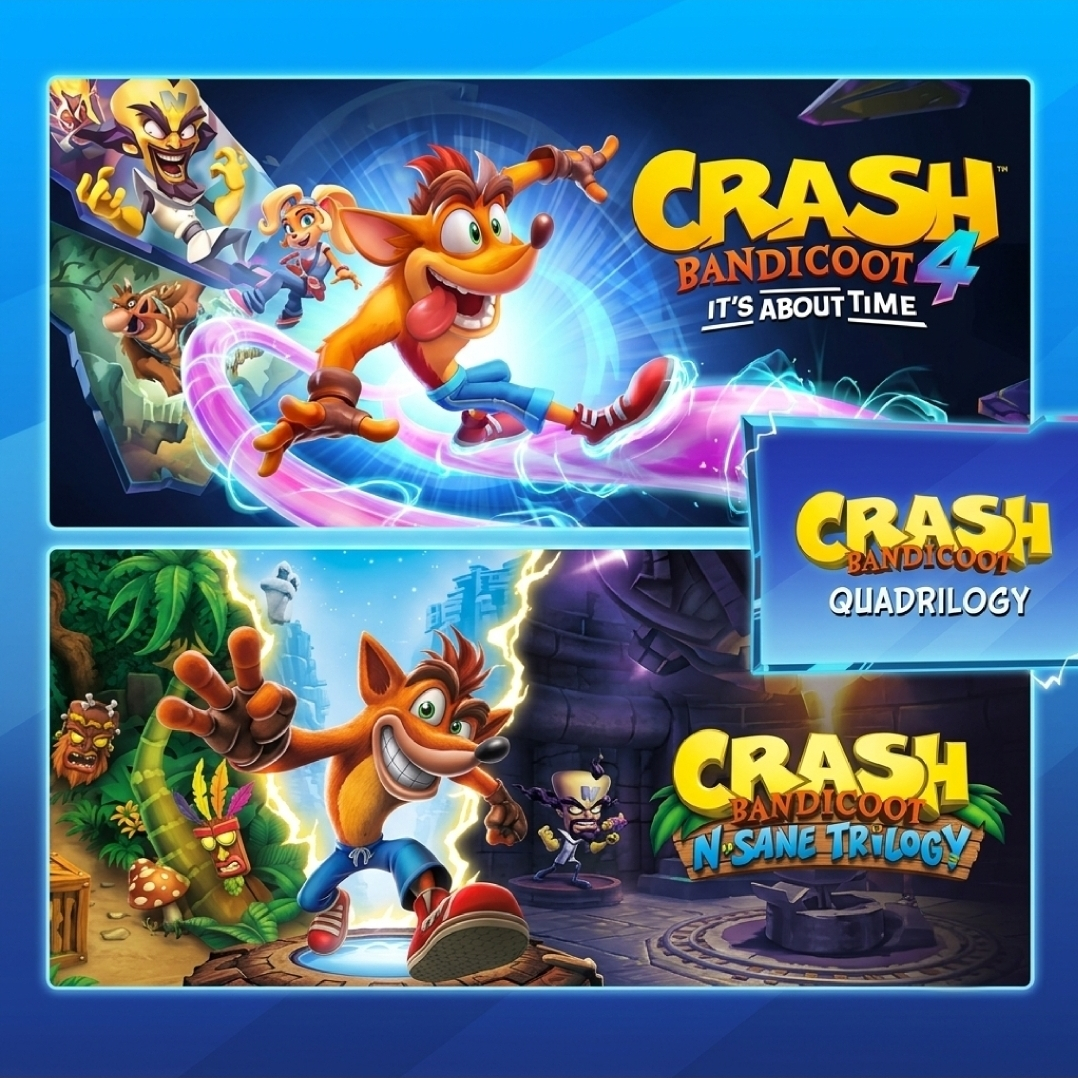 Nintendo Switch | Crash Bandicoot Quadrilogy = N. Sane Trilogy - Crash Bandicoot 4: It's About Time [Teil 4 14,99€] 4 Spiele | eShop