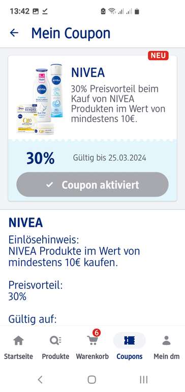30% auf Nivea bei DM und 20-fach Payback, z.B. Nivea Duschgel für 1,06€ Offline (MEW 10€)