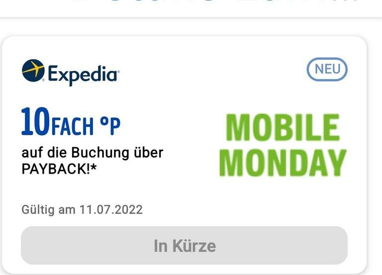 10fach Payback bei Expedia = 5% zurück - nur am Montag 11.07.22