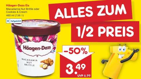 Häagen-Dazs Eis Macadamia Nut Brittle oder Cookies & Cream 460 ml (7.59 / l) am Freitag den 07.07.2023 bei Netto Marken-Discount