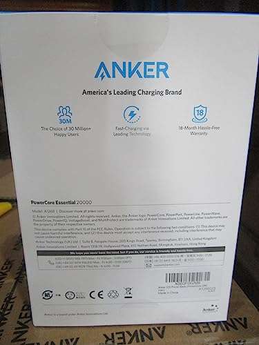Anker 325 Powerbank, 20000mAh externer Akku PowerIQ Technologie USB-C Port (weiß), für 30,99 € in schwarz ( jeweils Bestpreise ) (Prime Day)
