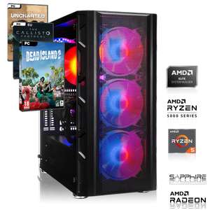 GAMING PC |AMD Ryzen 5 5500 6x 3.60 GHz 16GB DDR4 RX 6600 8GB 500GB M.2 SSD inkl. Games UNCHARTED, Dead Island 2, The Callisto Protocol