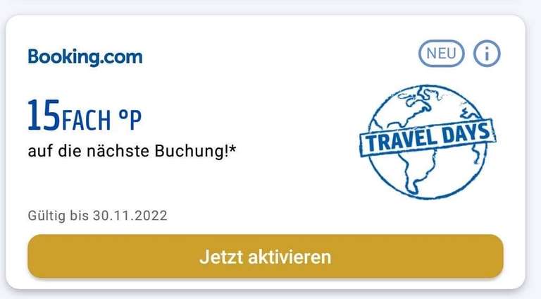 [Booking.com / Payback] 15-Fach Payback auf die Buchung bei Booking.com (= 7,5%)