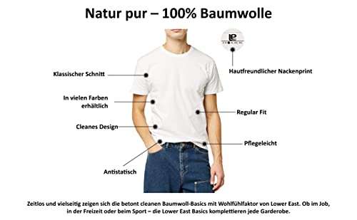 [Amazon Prime} Lower East Tshirt Herren, 100% Baumwolle, 5 Stück