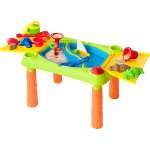 myToys Kinder Sand- und Wasserspieltisch / Matschtisch inkl. Zubehör + gratis Spiel: Unterwasserrallye mit Meerestieren aus Holz