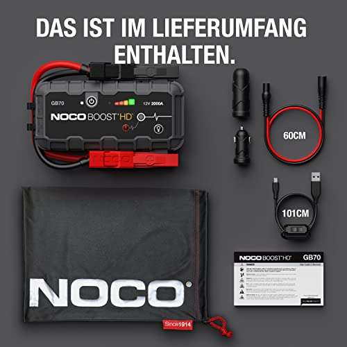 [amazon] NOCO Boost HD GB70 : BESTPRICE, 2000A 12V Starthilfe Powerbank, Auto Batterie Booster, Tragbare USB Ladegerät, Starthilfekabel