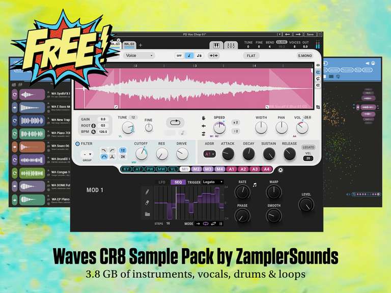 Kostenfreies Waves CR8 Sample Pack - 3,8 GB of instruments, vocals, drums & loops (VST, Samples)