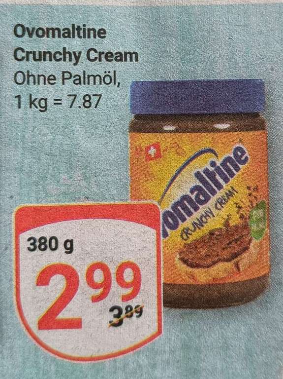 Ovomaltine Crunchy Cream 380 g Glas für ab 1,99 € (Angebot + Coupon) - ohne Palmöl [Globus]