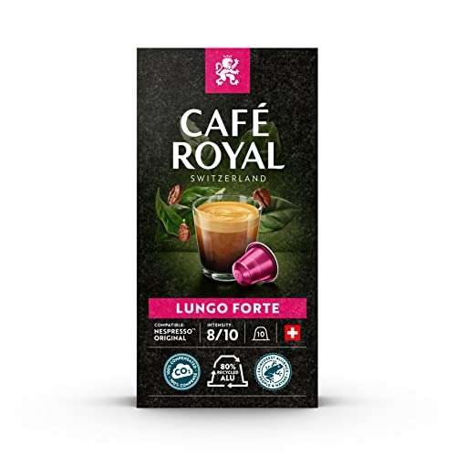 Café Royal Lungo Forte 100 Kapseln für Nespresso Kaffee Maschine - 8/10 Intensität (Prime Spar-Abo)
