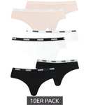 10er Pack PUMA Brazilian Damen-Panties Slips in Schwarz, Weiß oder Rosa (Gr. XS - XL) | 3,26 € pro Slip
