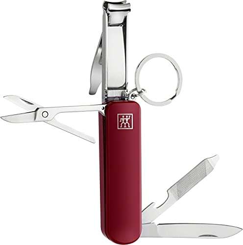 ZWILLING Multi-Tool Maniküre und Pediküre für Unterwegs mit Schlüsselanhänger, Reisegröße aus Edelstahl, Rot, 75mm (Prime)